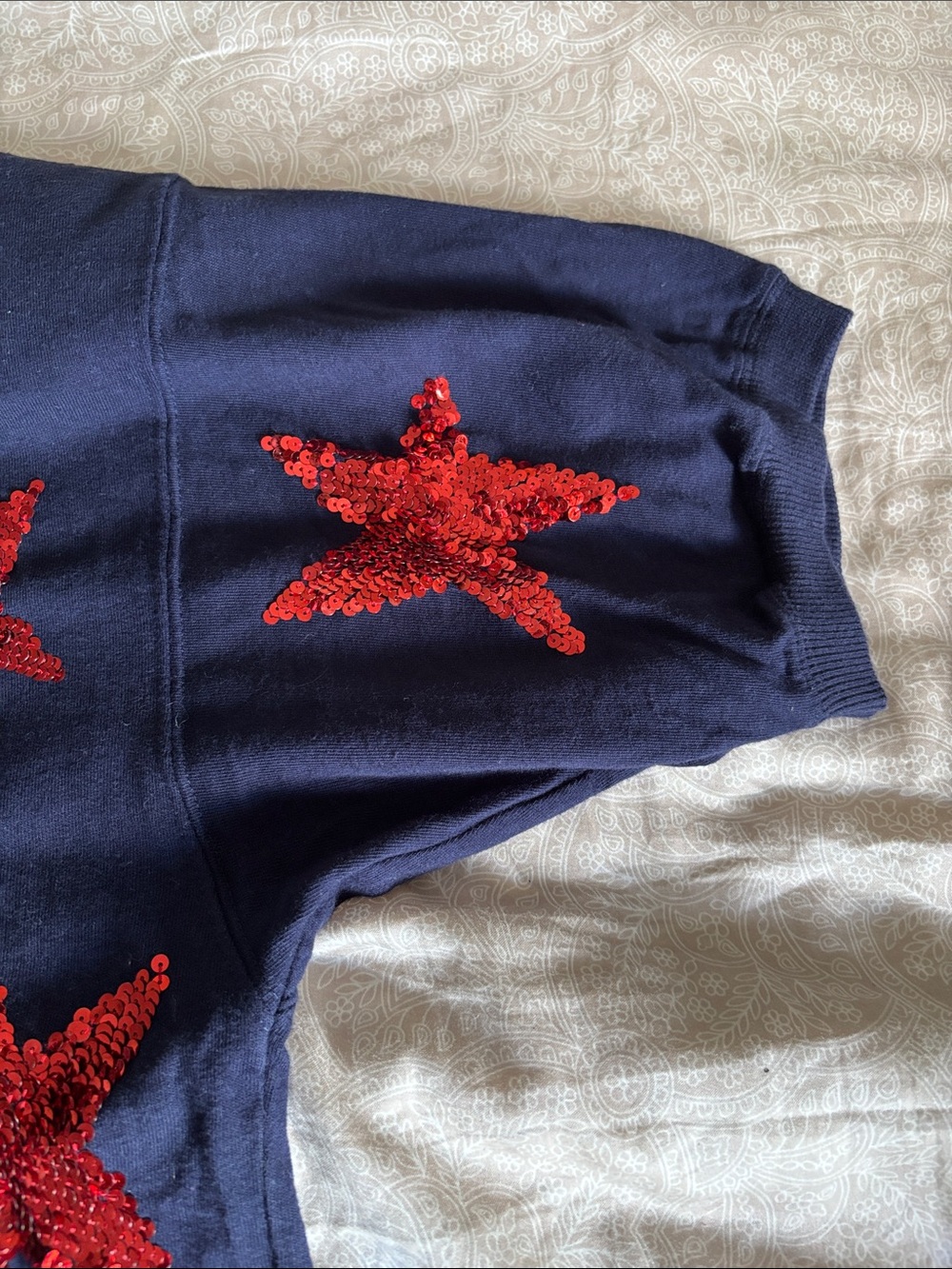 Vintage Bis Bis Navy Sequin Star T‑Shirt - Blue & Red - Picture 6 of 11